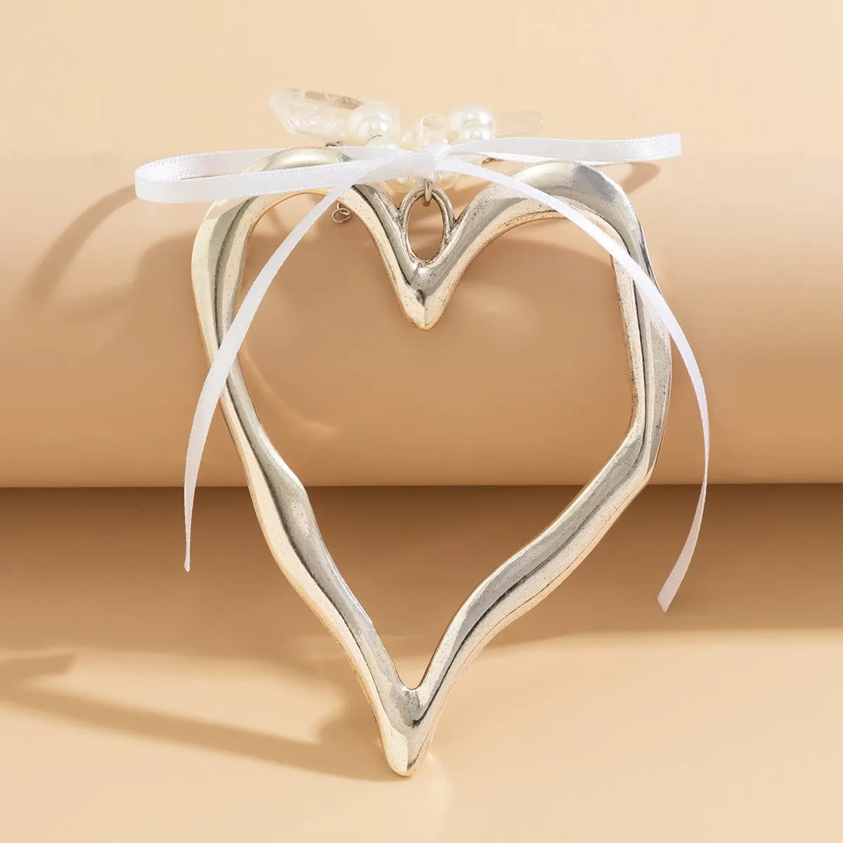 Temperament Heart Pendant Pearl Chain Tassel Necklace