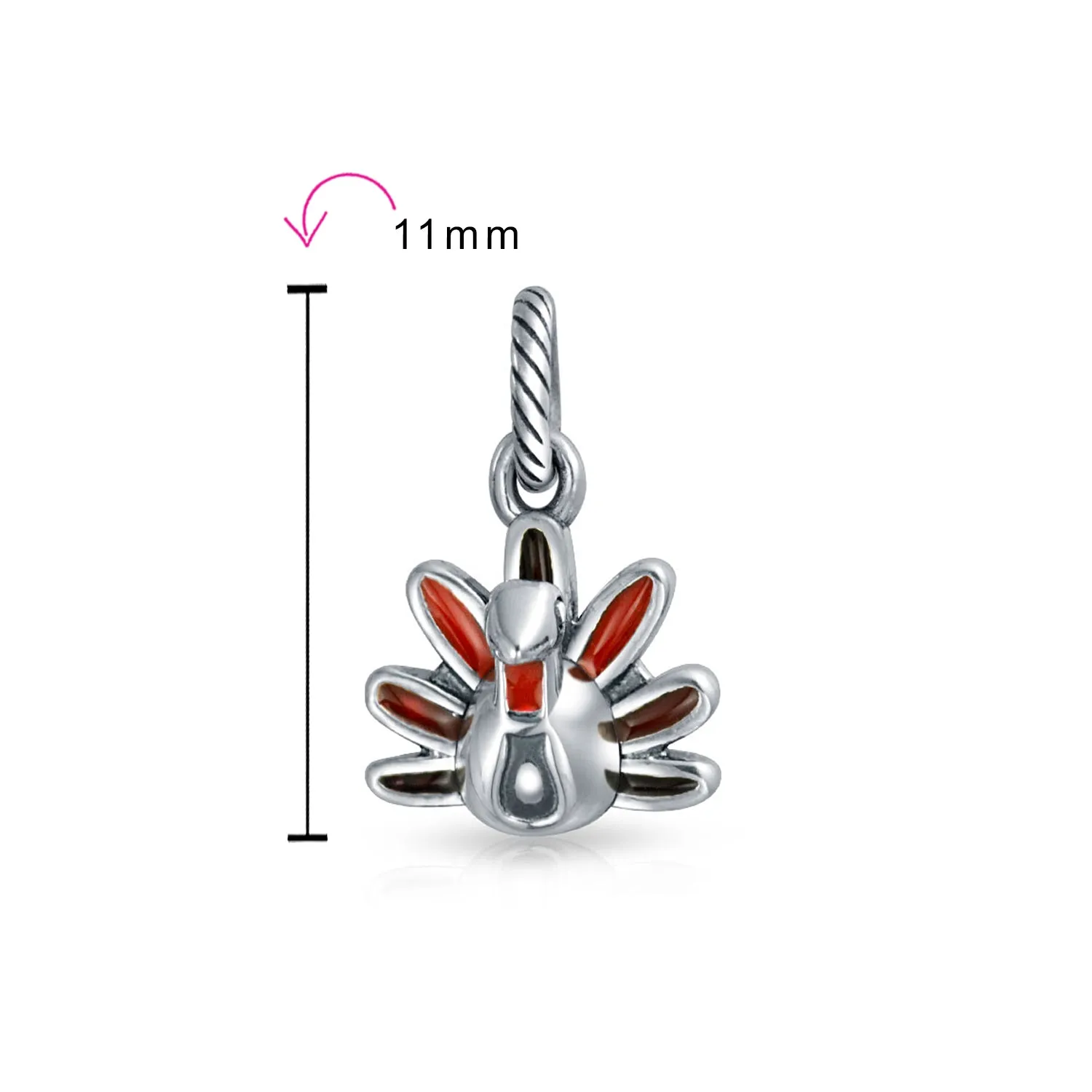 Thanksgiving Turkey Dangle Charm Bead Multicolor Enamel for European Bracelet