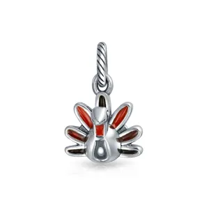 Thanksgiving Turkey Dangle Charm Bead Multicolor Enamel for European Bracelet