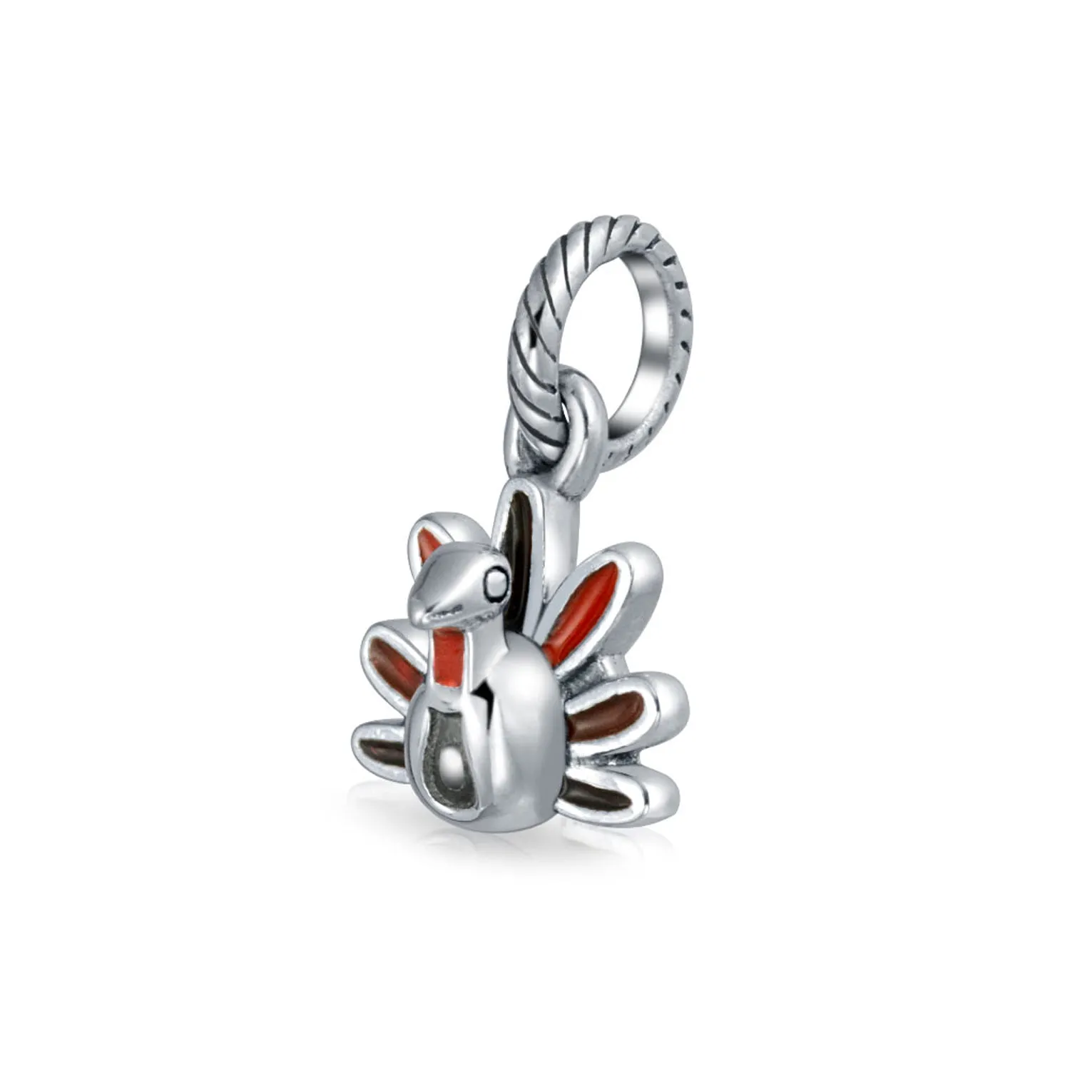 Thanksgiving Turkey Dangle Charm Bead Multicolor Enamel for European Bracelet