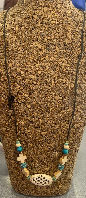 The Sister Label - Carved Wood & Bone Necklace