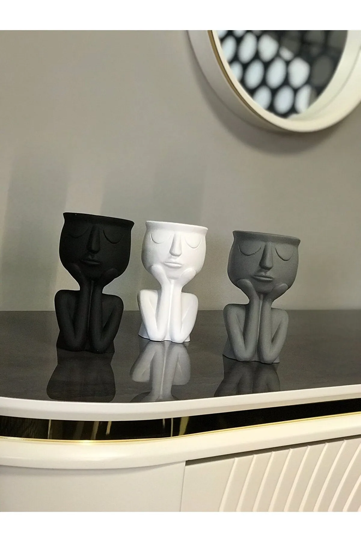The Thinker Concrete Vase - Set of 3