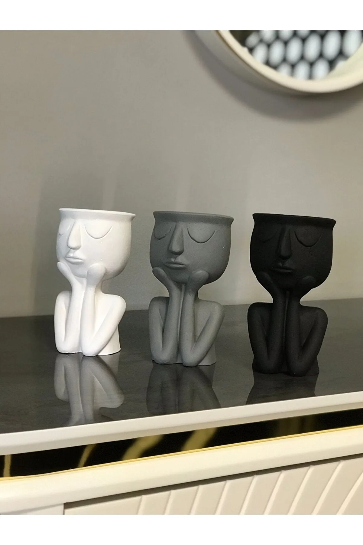 The Thinker Concrete Vase - Set of 3