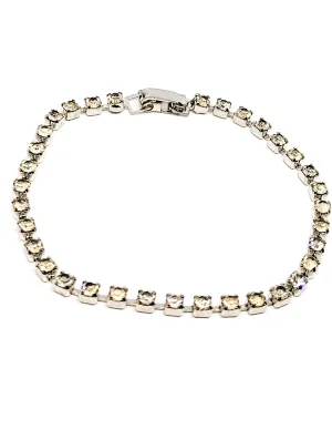 Thin clear vintage rhinestone chaton mid century tennis bracelet minimalist
