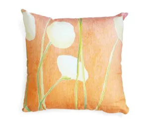 Throw Pillow - Cream Flowers on Orange