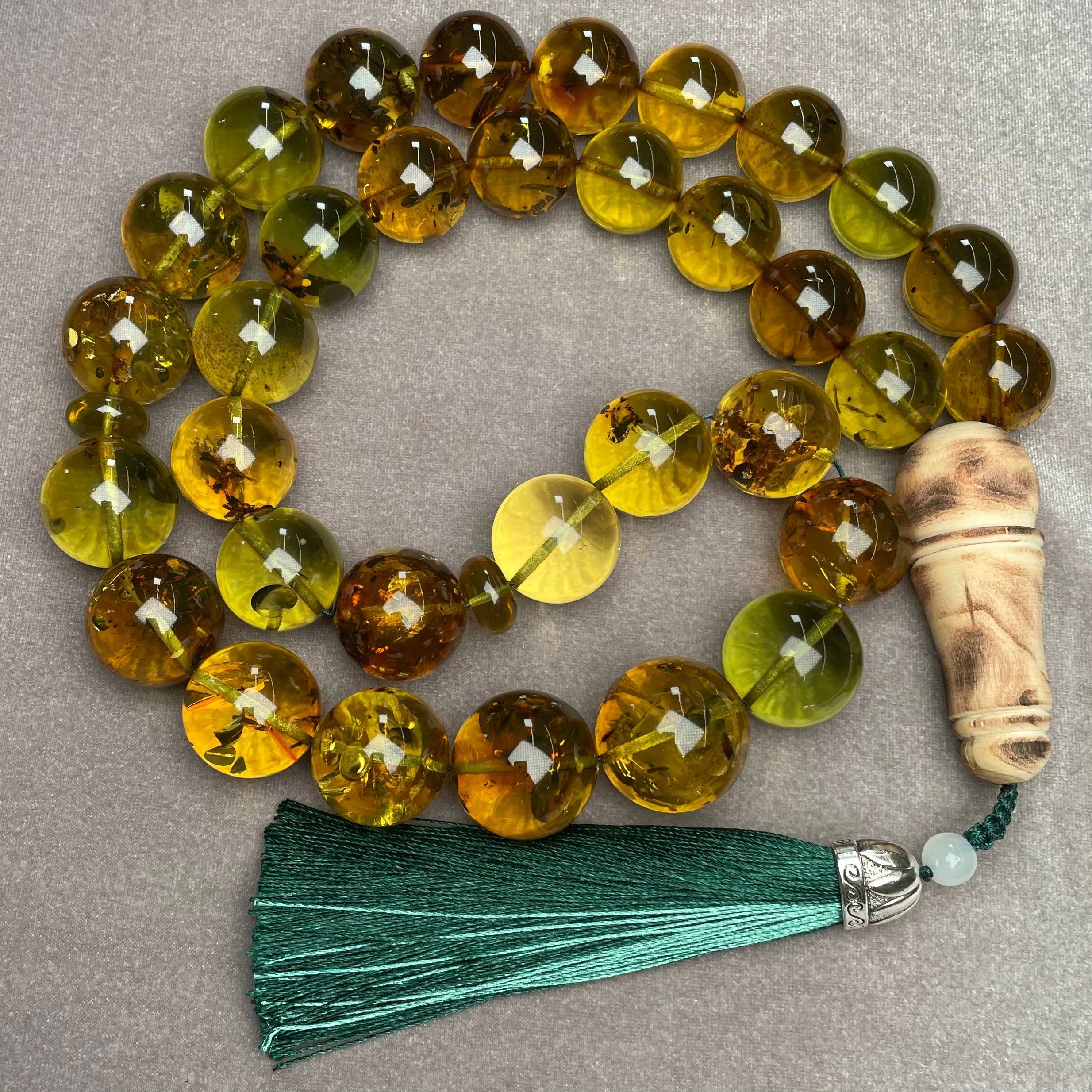TRANSPARENT AMBER MISBAHA 22mm 198,5g