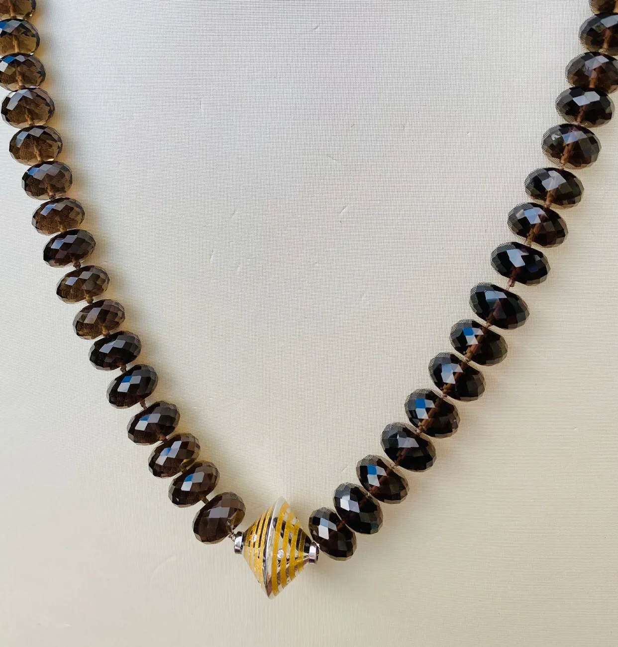 Trantor Bead on Smoky Quarts Beads