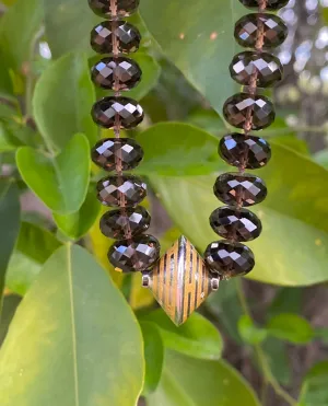 Trantor Bead on Smoky Quarts Beads