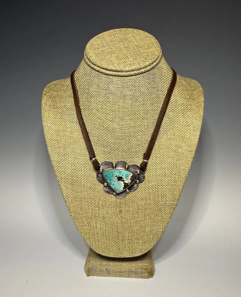 TREASURE MOUNTAIN TURQUOISE WITH COPPER AND STERLING SILVER NECKLACE JK134