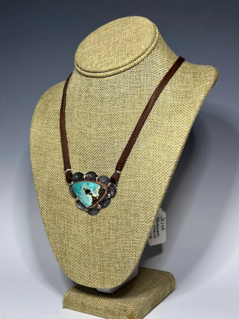 TREASURE MOUNTAIN TURQUOISE WITH COPPER AND STERLING SILVER NECKLACE JK134