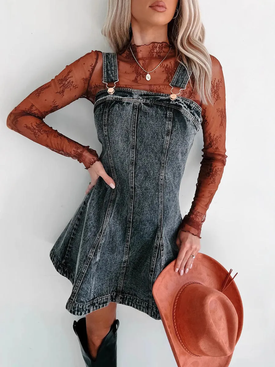 Trendy Strap Denim Dress for Effortless Street Style