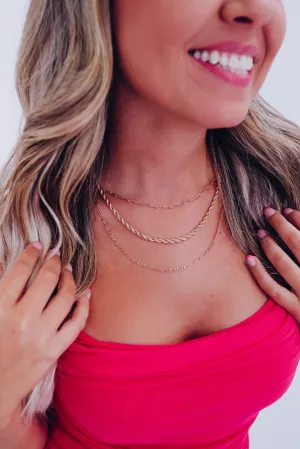 Trey Layered Necklace And Earring Set- Gold