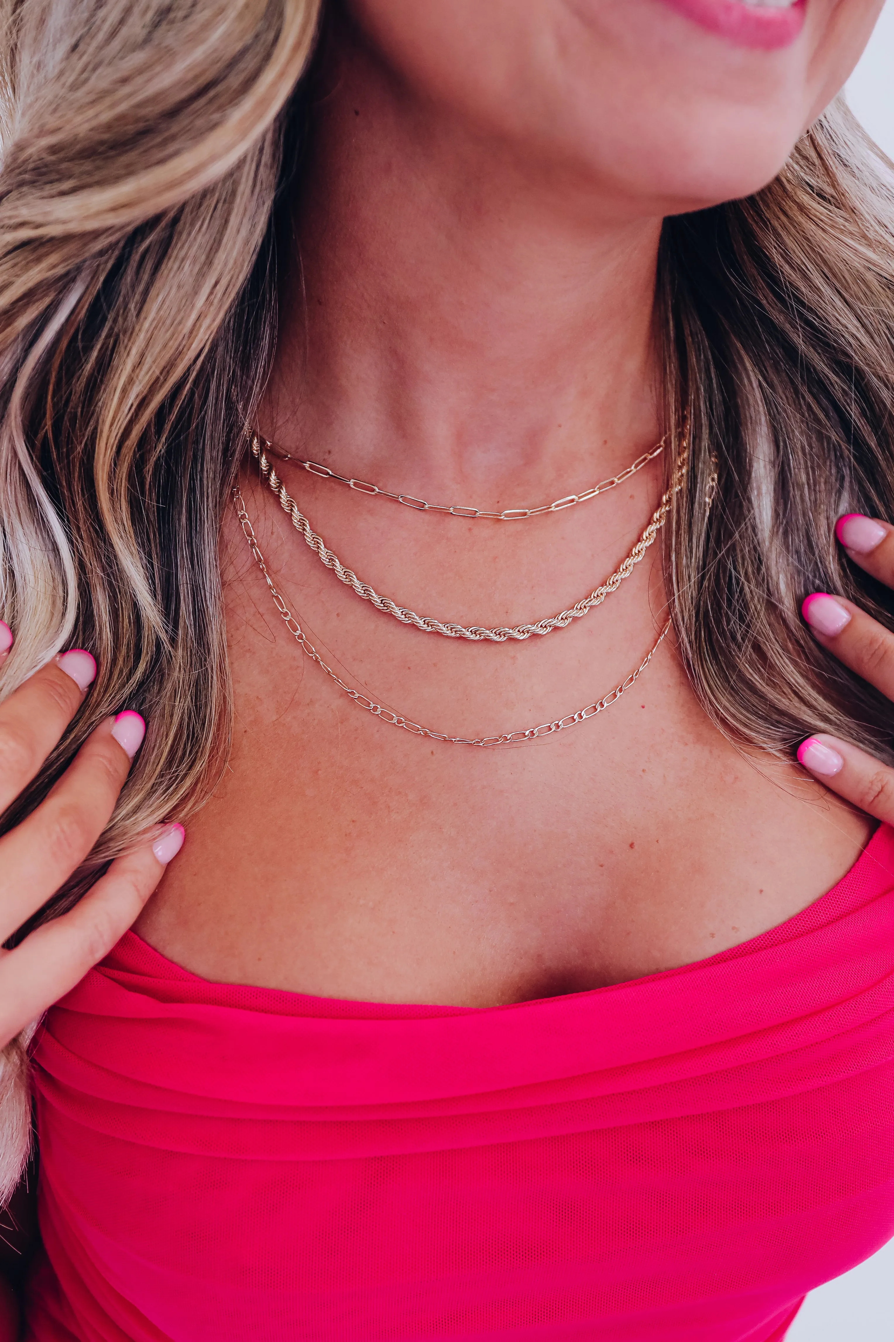 Trey Layered Necklace And Earring Set- Gold