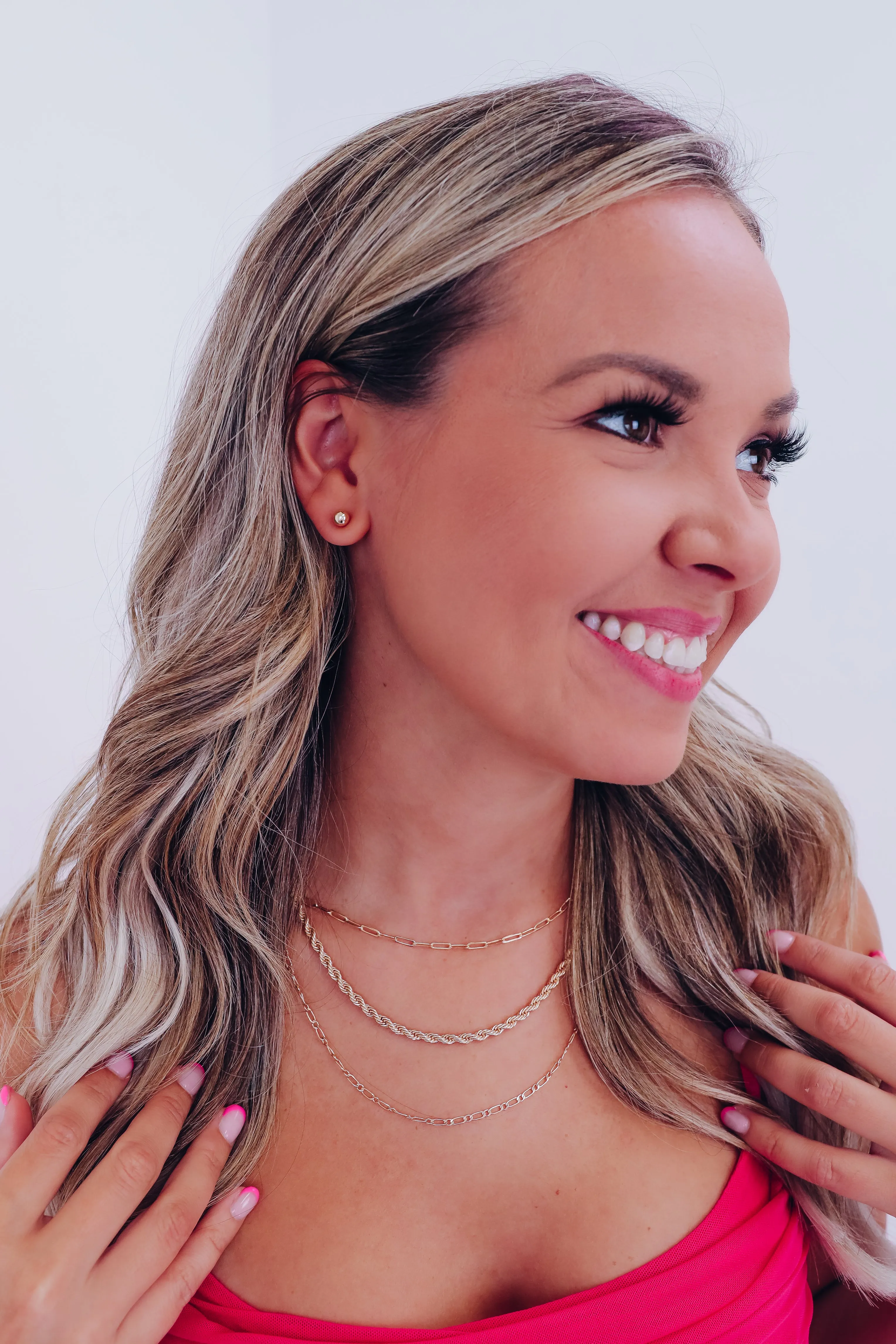 Trey Layered Necklace And Earring Set- Gold