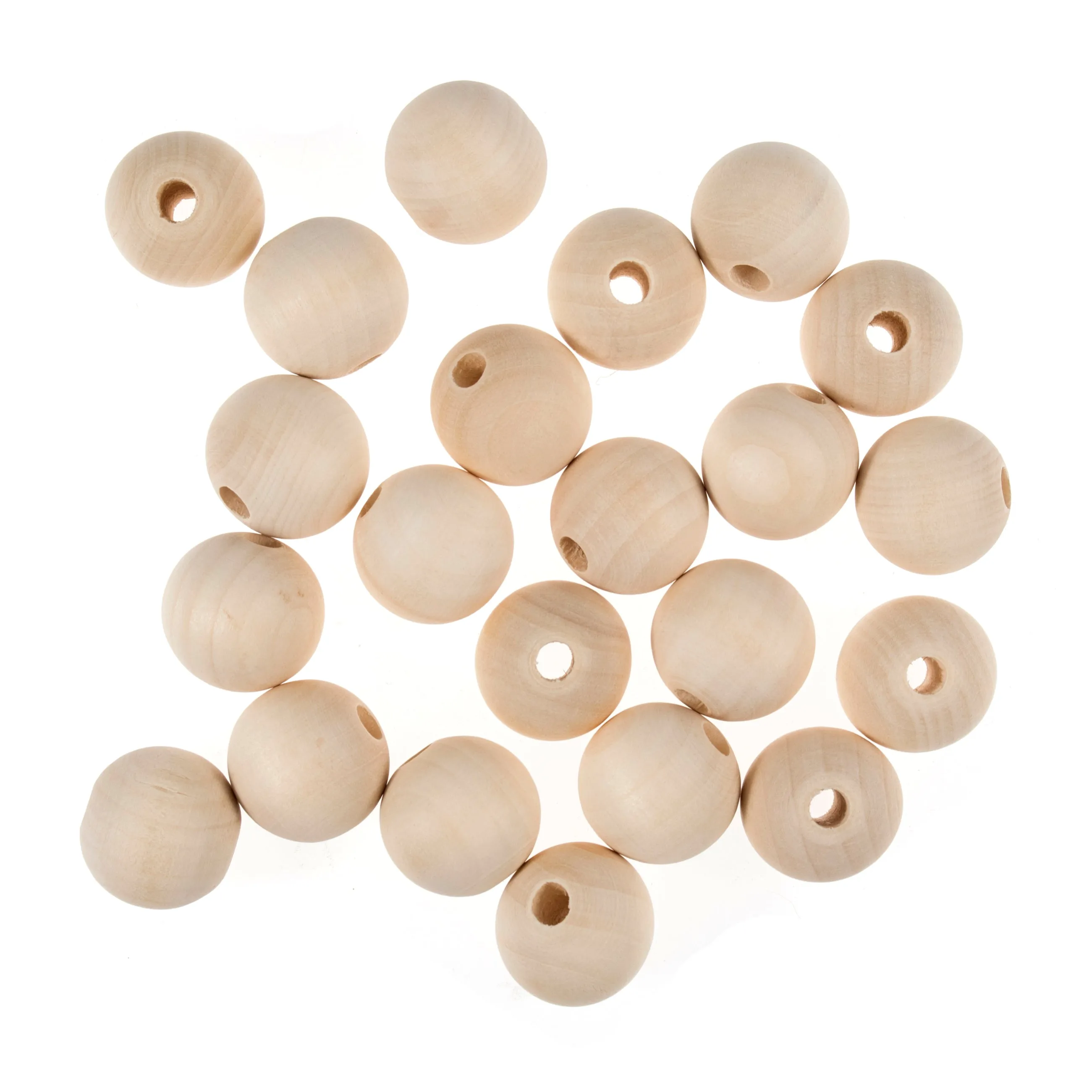 Trimits Wooden Round Beads Toy Pram Jewellery Making Painting Macramé Craft 25mm