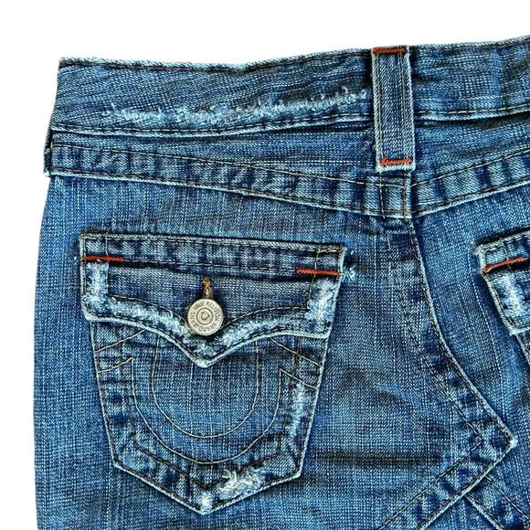 True Religion Joey Denim Jean Skirt Mini 26 Blue Edgy Grunge Streetwear Rocker