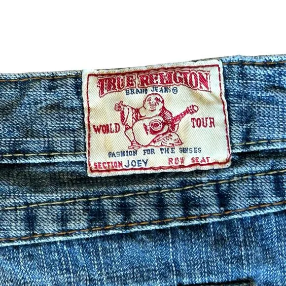 True Religion Joey Denim Jean Skirt Mini 26 Blue Edgy Grunge Streetwear Rocker