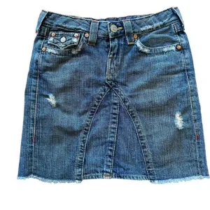 True Religion Joey Denim Jean Skirt Mini 26 Blue Edgy Grunge Streetwear Rocker