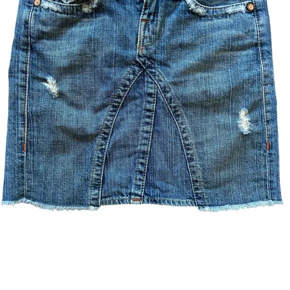 True Religion Joey Denim Jean Skirt Mini 26 Blue Edgy Grunge Streetwear Rocker
