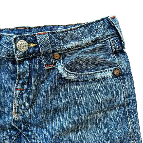 True Religion Joey Denim Jean Skirt Mini 26 Blue Edgy Grunge Streetwear Rocker