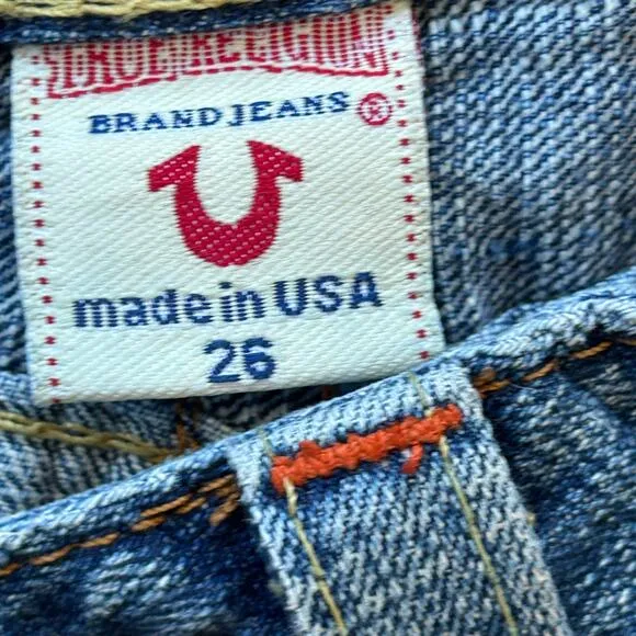 True Religion Joey Denim Jean Skirt Mini 26 Blue Edgy Grunge Streetwear Rocker