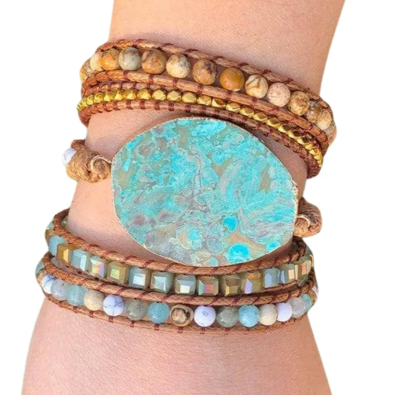 Turquoise & Mixed Natural Stone Boho Bracelet