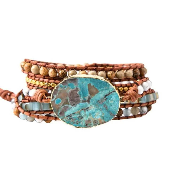 Turquoise & Mixed Natural Stone Boho Bracelet