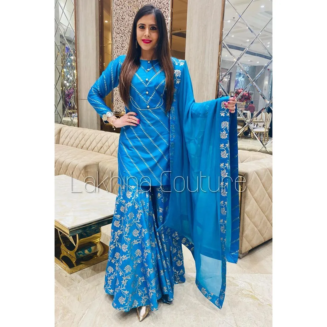 Turquoise Banarasi Suit