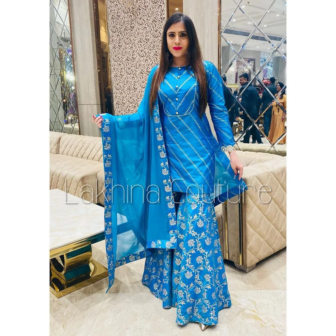 Turquoise Banarasi Suit