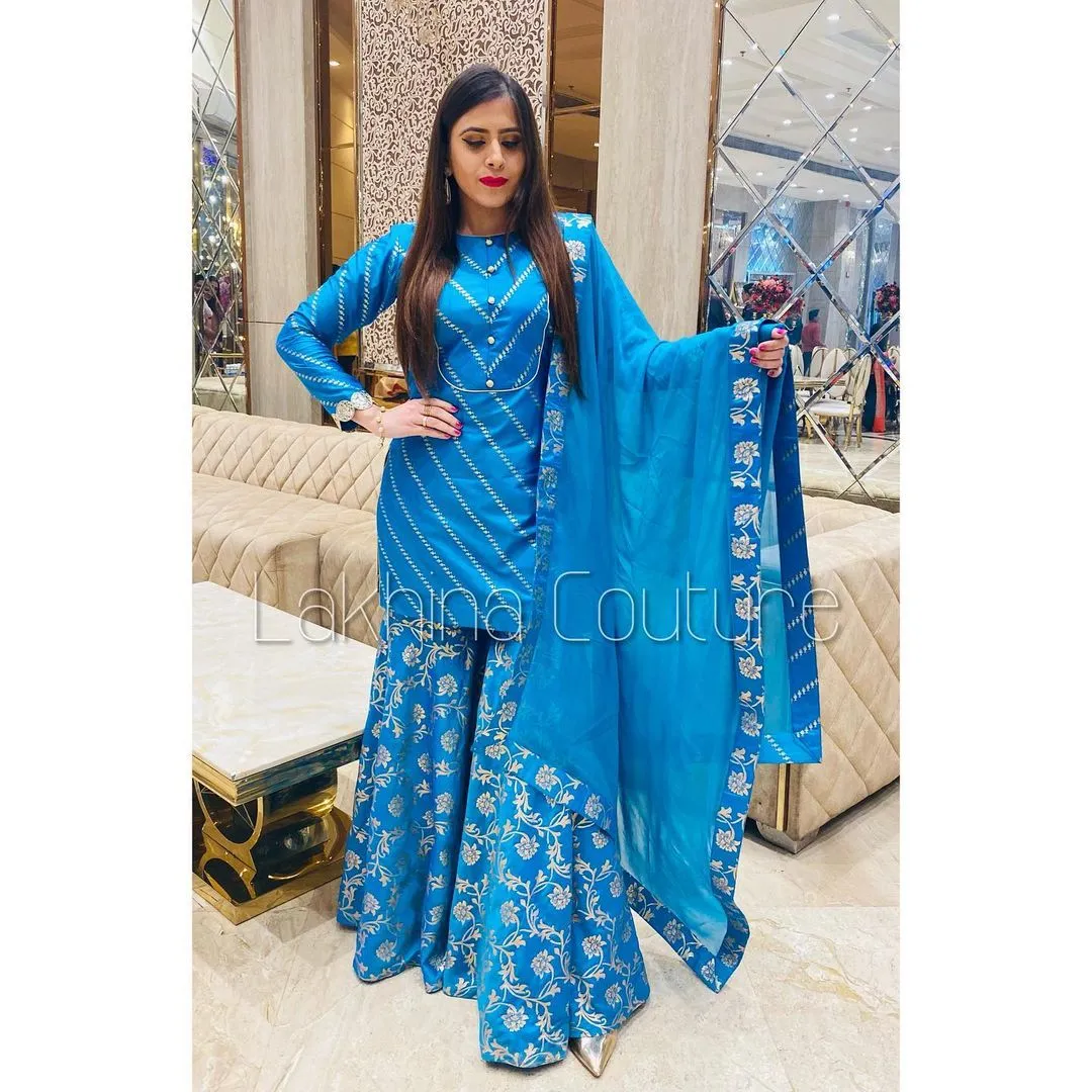 Turquoise Banarasi Suit