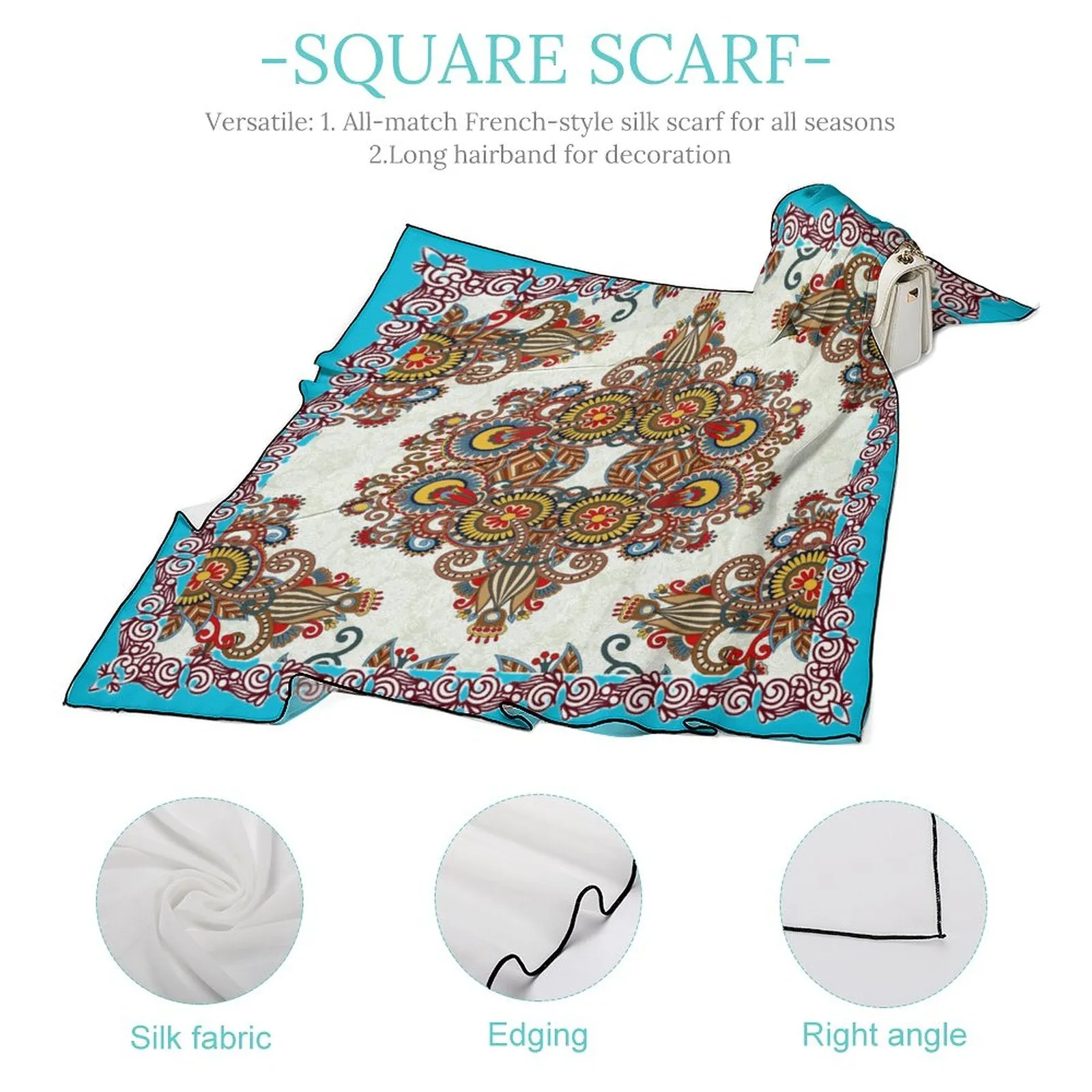 Turquoise Bliss Wild Rag Women's Scarf, a fabulous explosion of multicolored fun pattern!