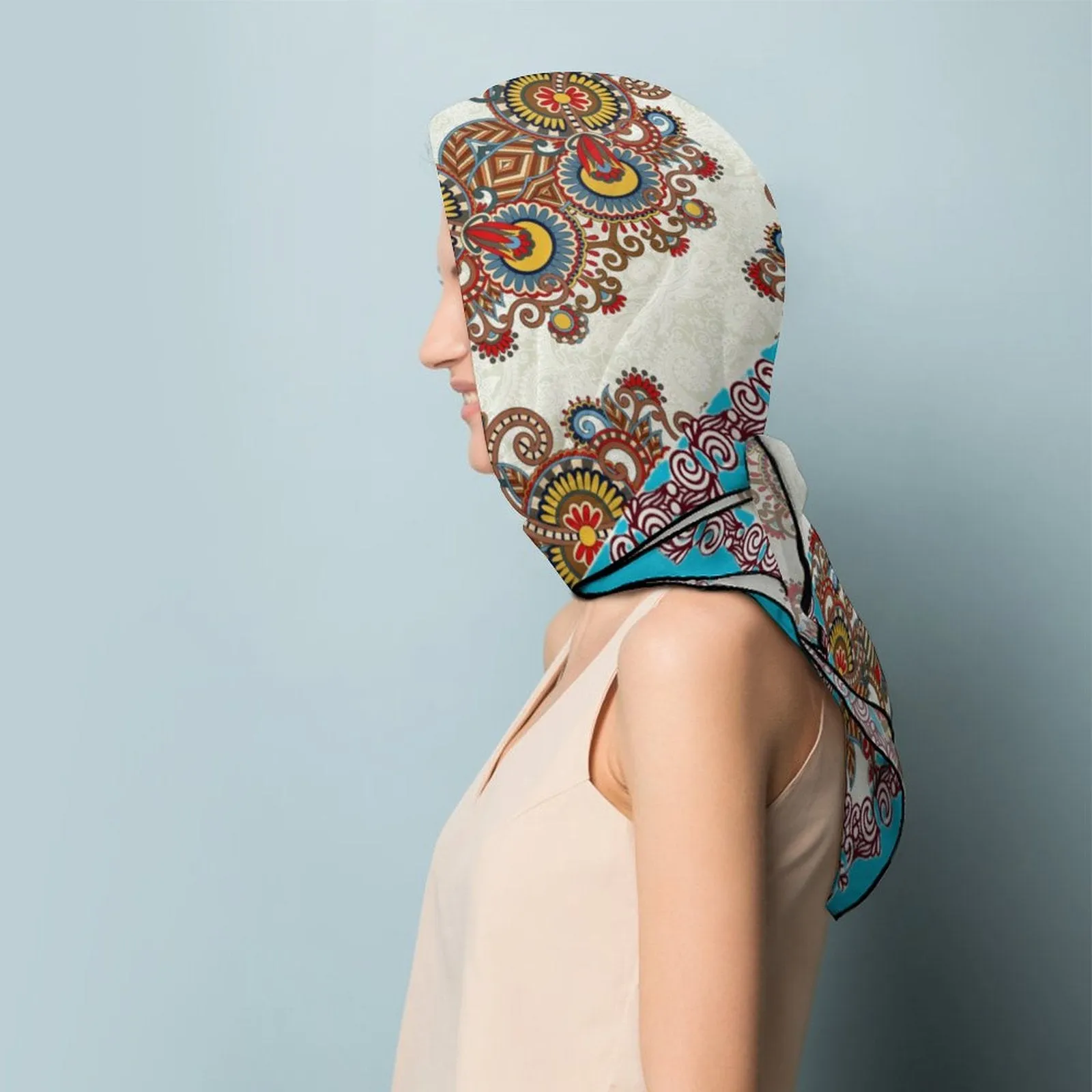 Turquoise Bliss Wild Rag Women's Scarf, a fabulous explosion of multicolored fun pattern!