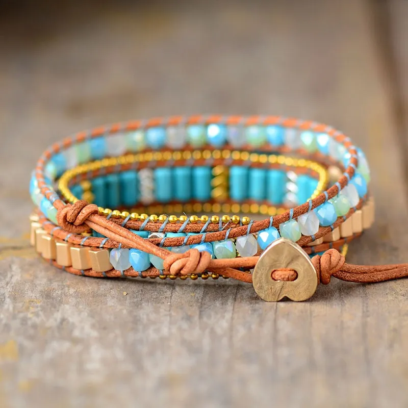 Turquoise Crystal Handmade Layered Bracelet