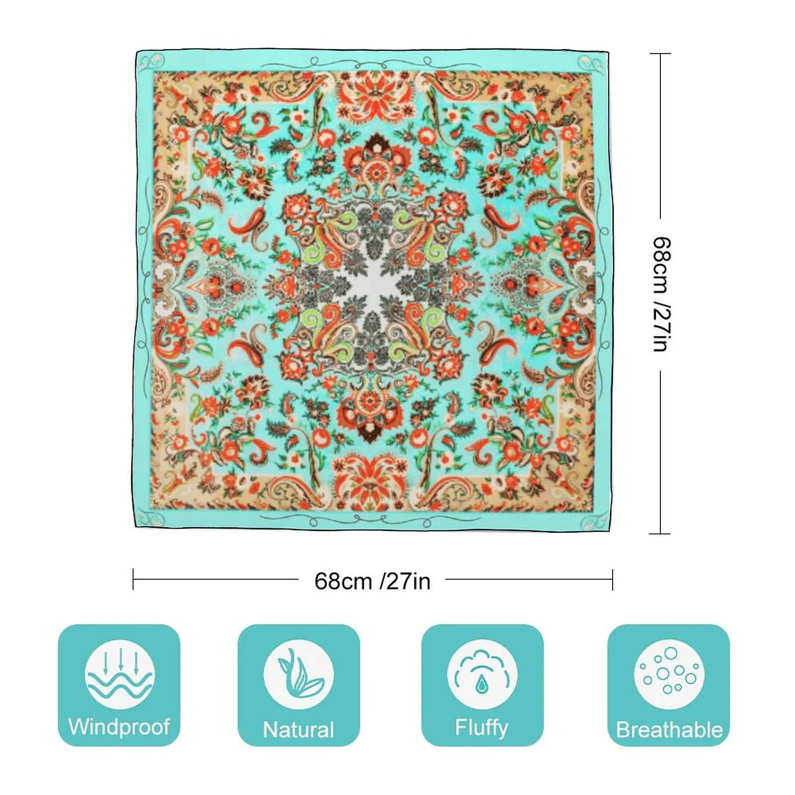 Turquoise in Paisley Scarf, a fabulous explosion of multicolored fun pattern!