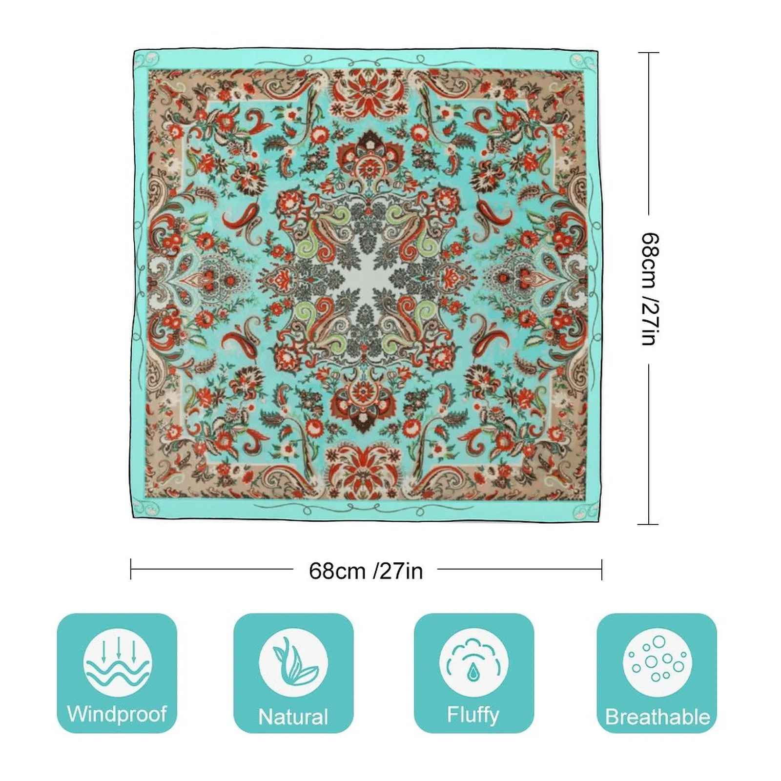 Turquoise in Paisley Scarf, a fabulous explosion of multicolored fun pattern!