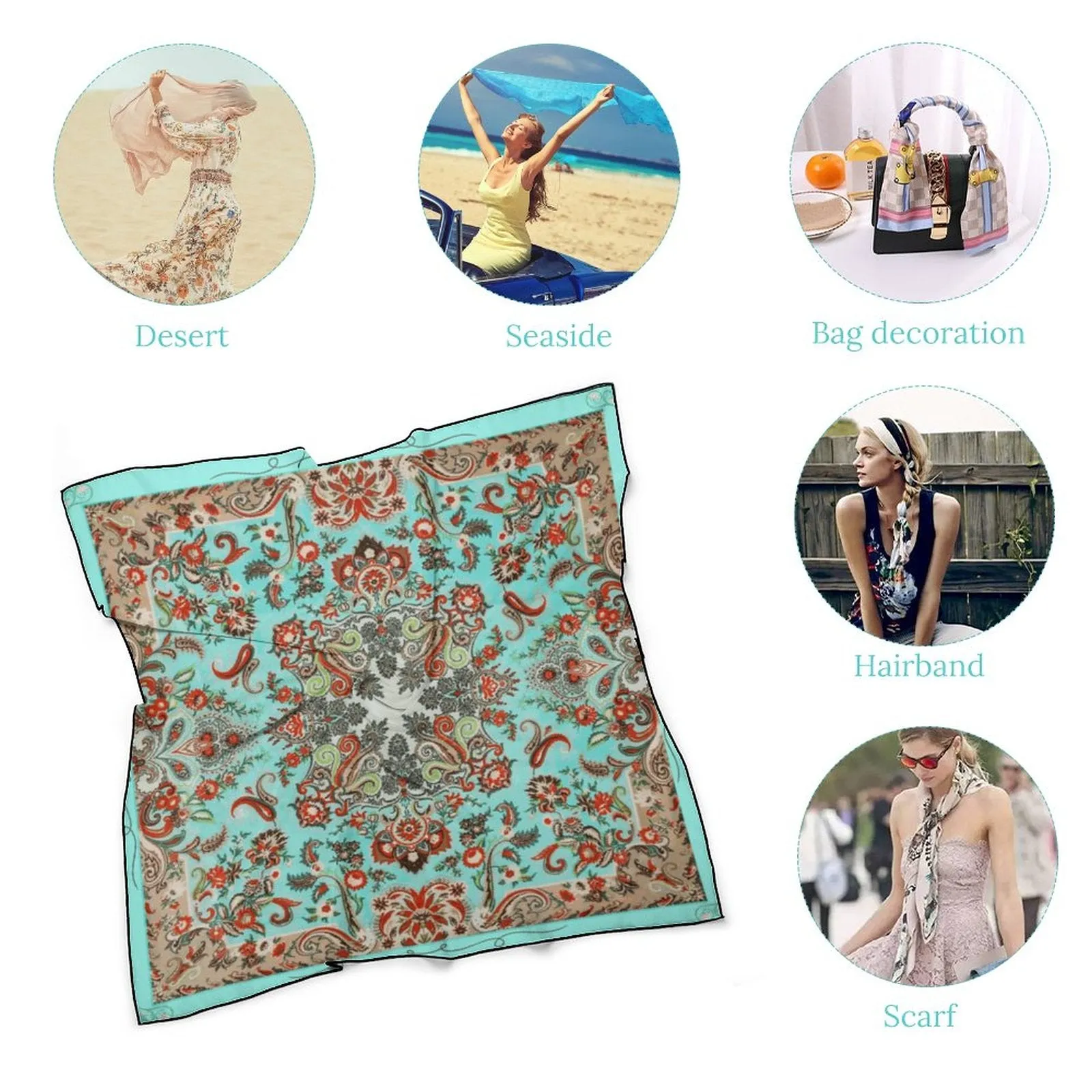Turquoise in Paisley Scarf, a fabulous explosion of multicolored fun pattern!