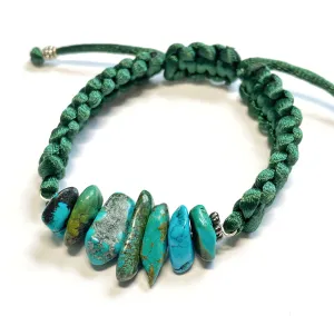 Turquoise Nugget Gemstone Green Macrame Bracelet Boho