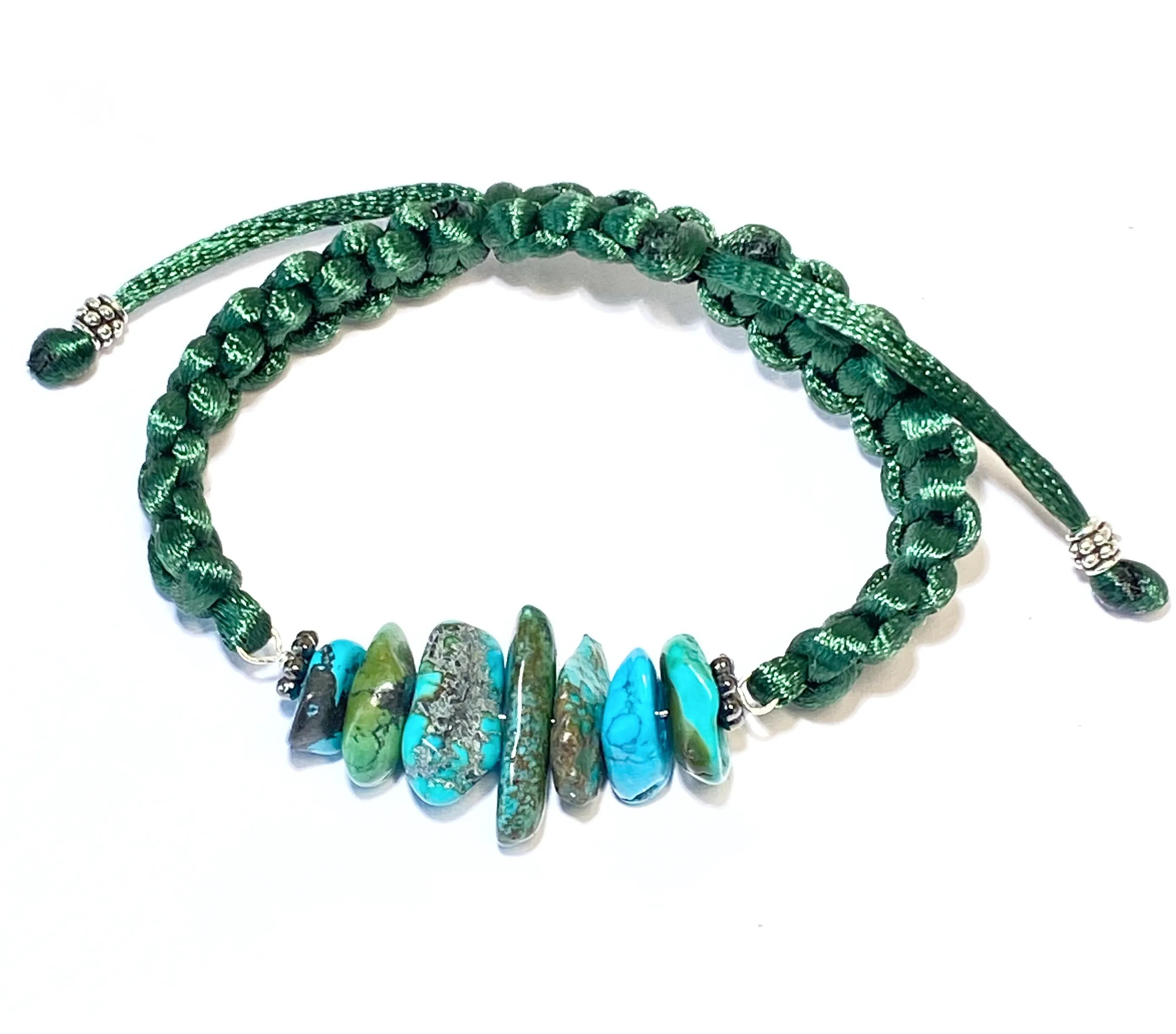 Turquoise Nugget Gemstone Green Macrame Bracelet Boho