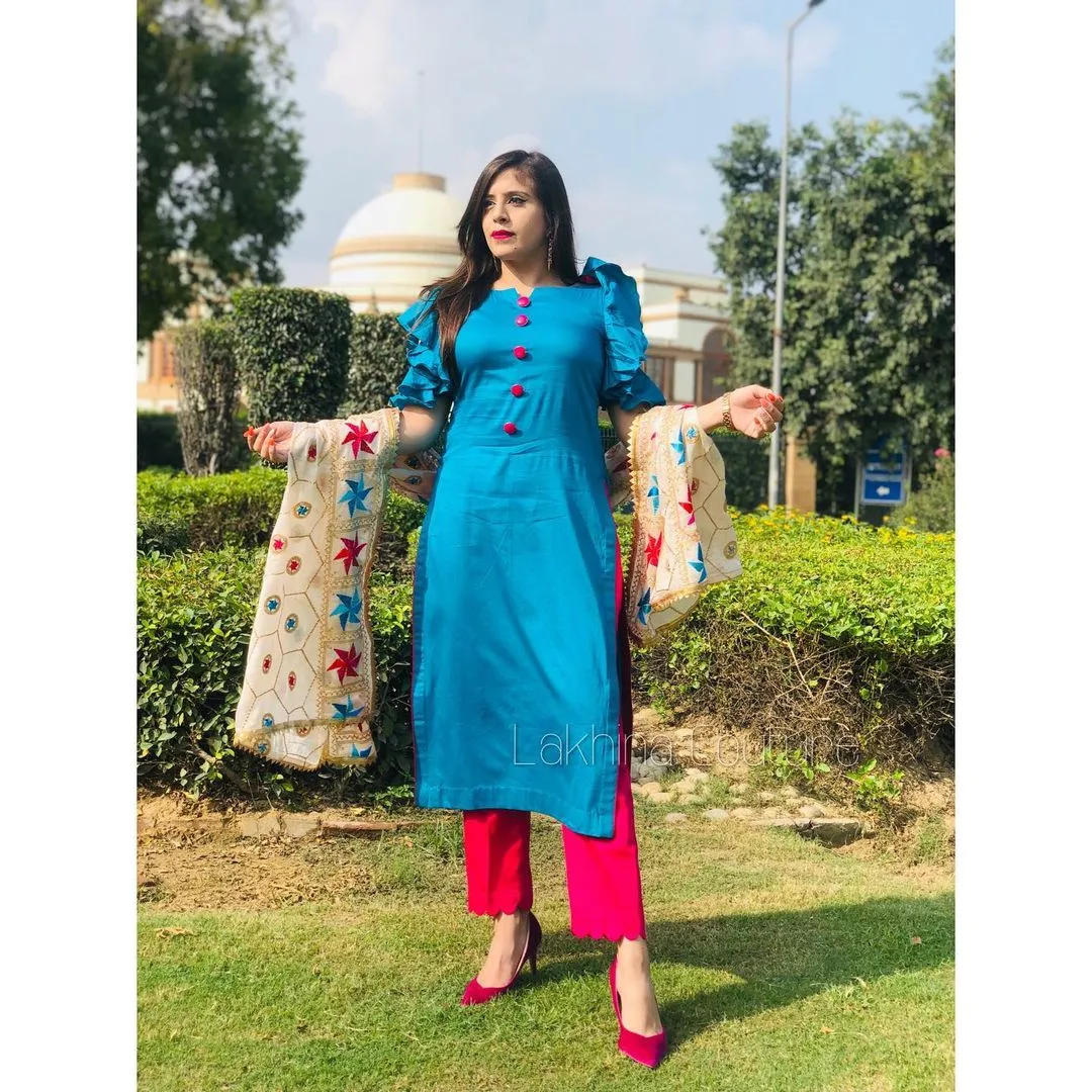 Turquoise Pink Classy Suit