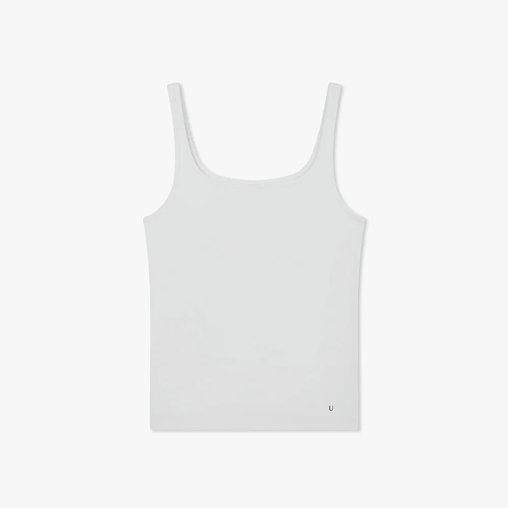 Ubras Simple Thin Strap Slim Fit Vest - White, XL