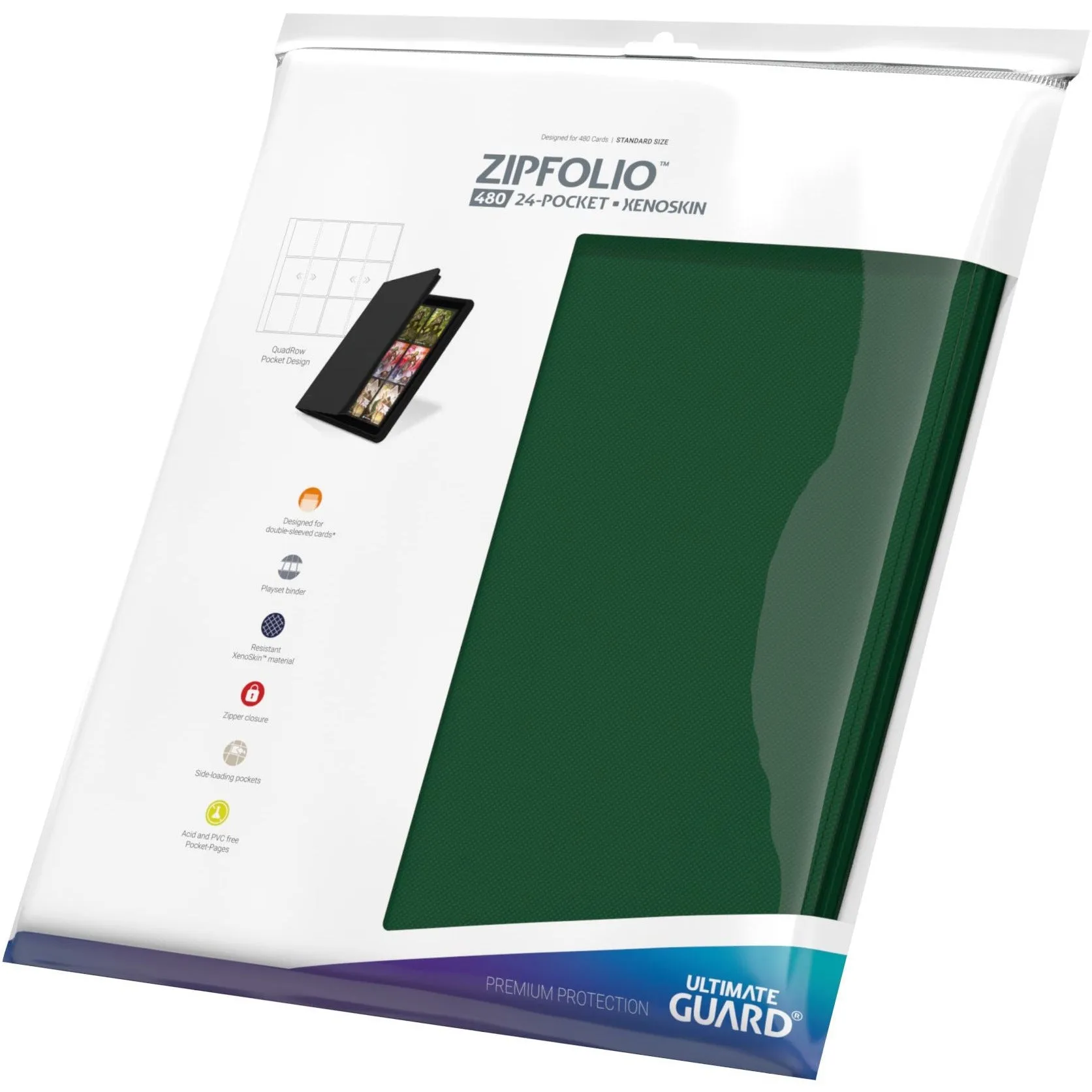 Ultimate Guard - 24 Pocket QuadRow ZipFolio XenoSkin/Green