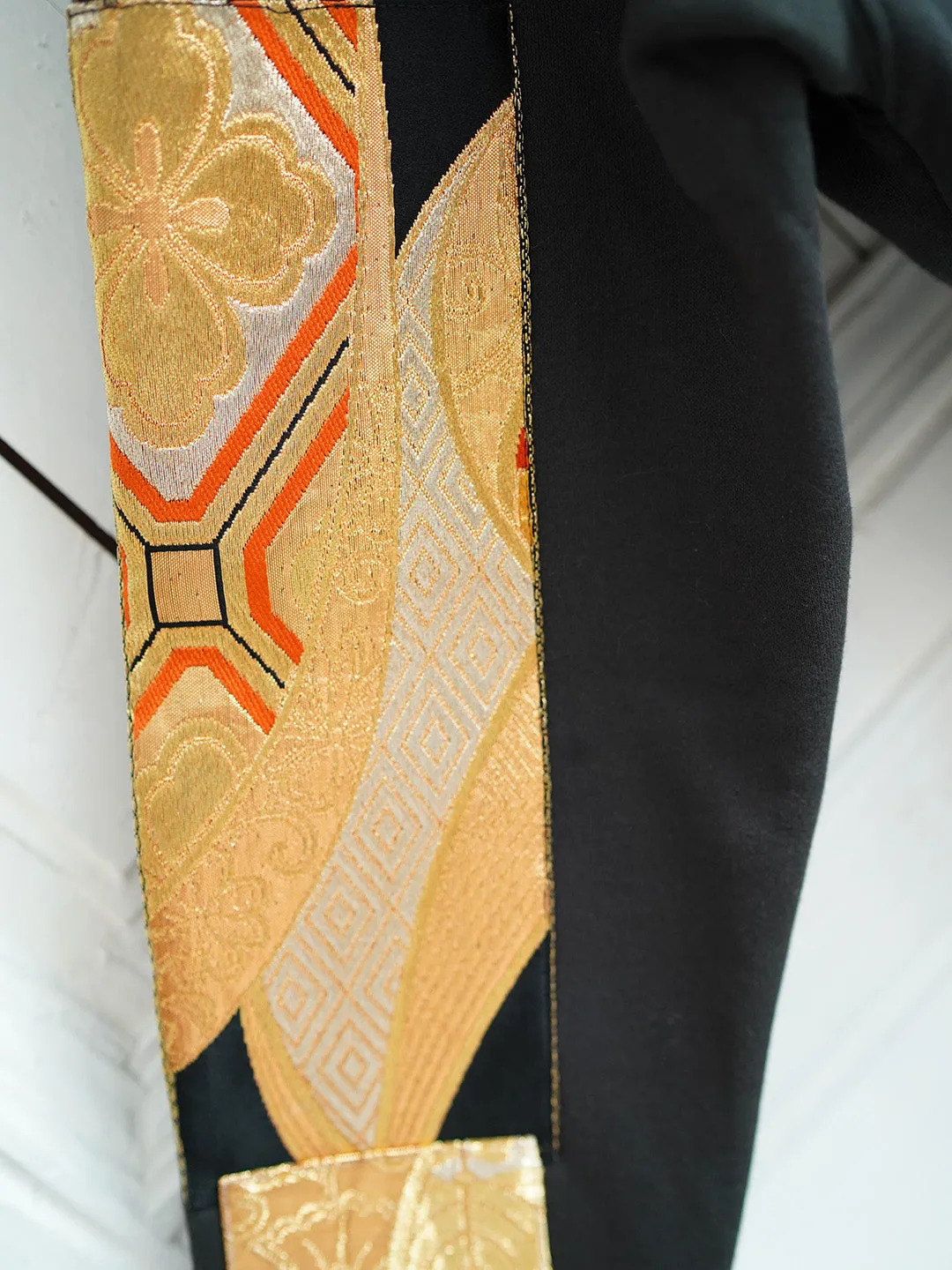 Unlogical Poem Classical Style Brocade Patchwork Black Hoodie