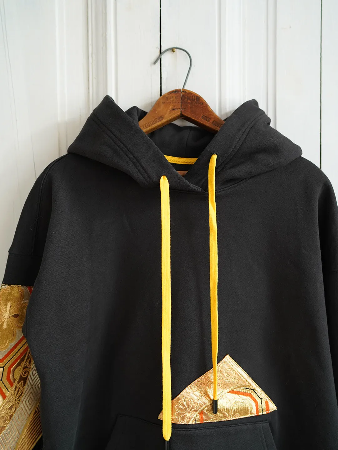 Unlogical Poem Classical Style Brocade Patchwork Black Hoodie