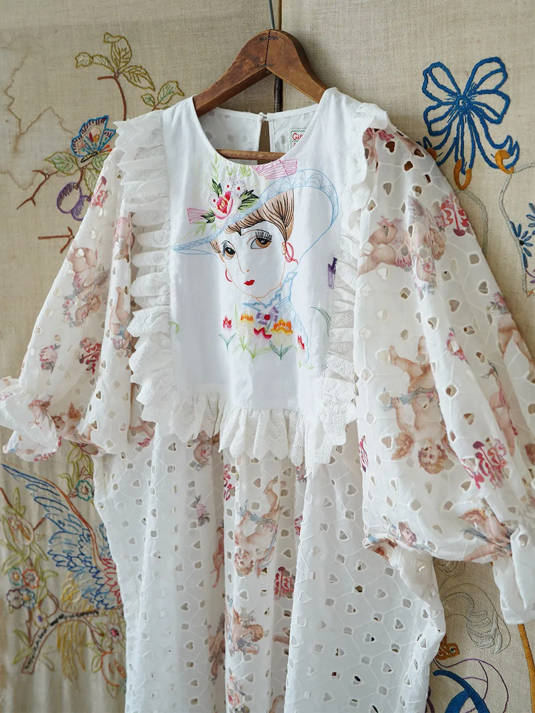 Unlogical Poem Vintage style Illustration Lace Patchwork Dress