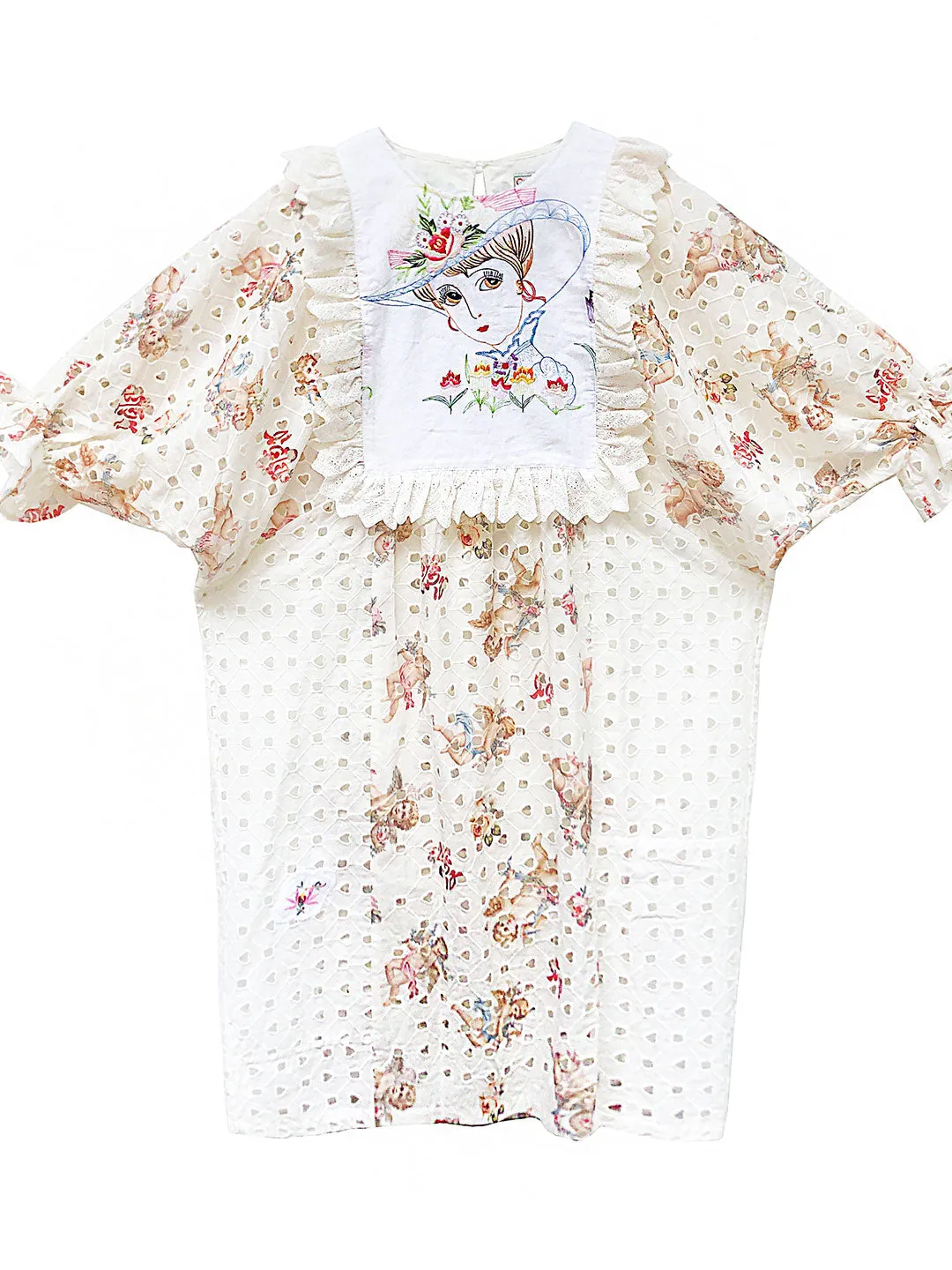 Unlogical Poem Vintage style Illustration Lace Patchwork Dress