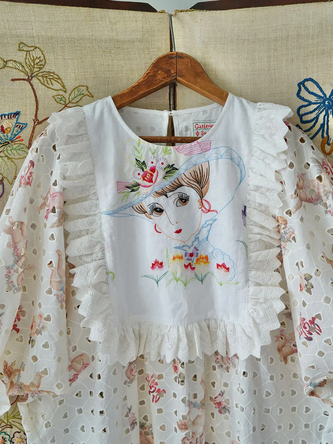 Unlogical Poem Vintage style Illustration Lace Patchwork Dress
