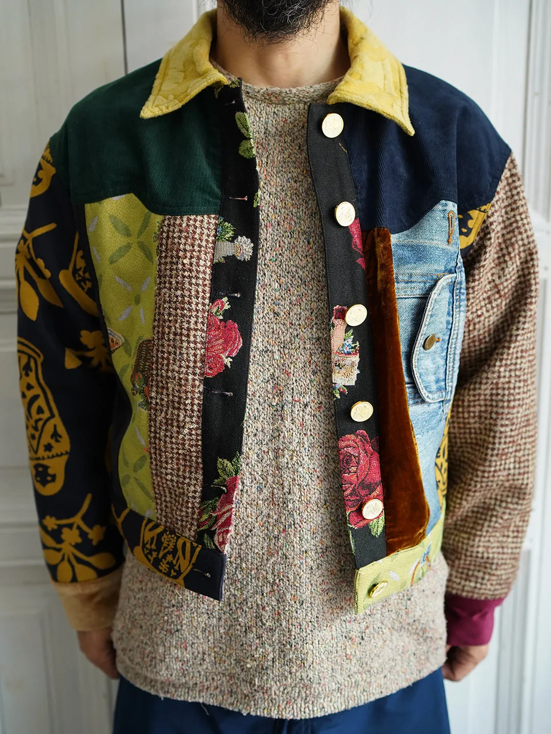 Unlogical Poem Vintage Style Patchwork Jacket
