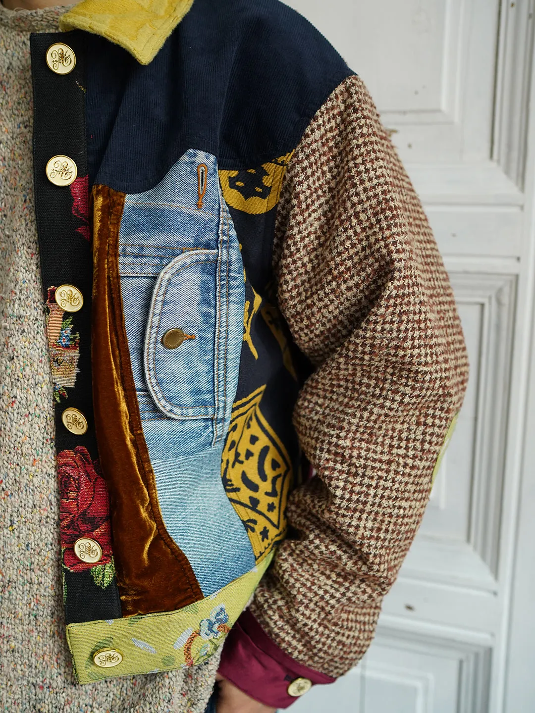 Unlogical Poem Vintage Style Patchwork Jacket
