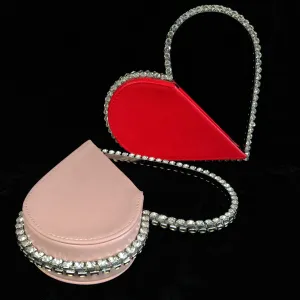 UNUSUAL SPLICED HEART SHAPED  BAG WITH RHINESTONES