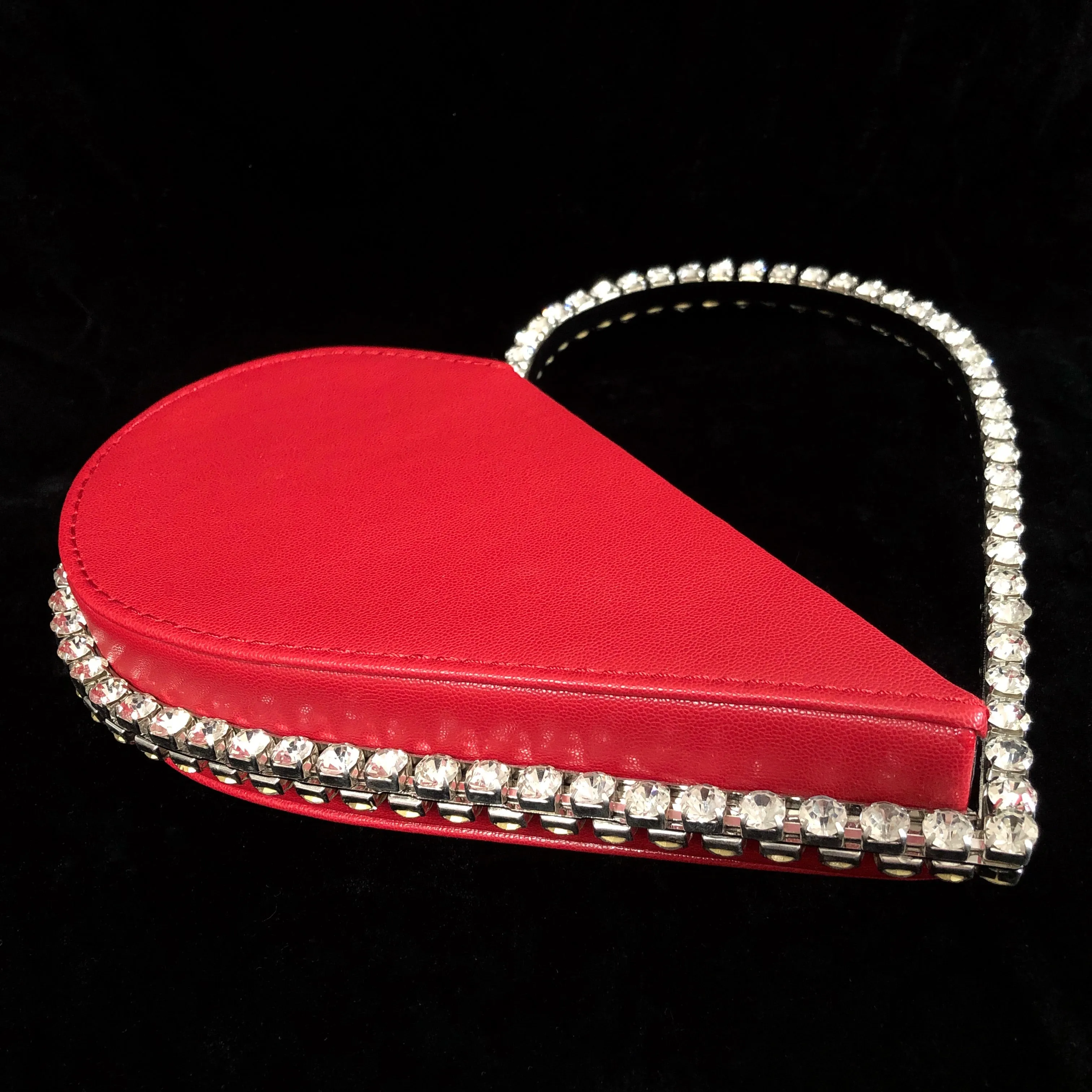 UNUSUAL SPLICED HEART SHAPED  BAG WITH RHINESTONES